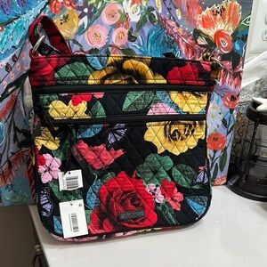 Vera Bradley Red and Yellow Hobo Bag with Floral Design